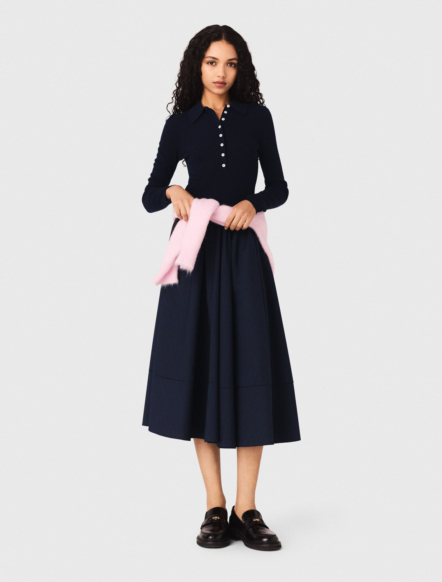 Pullover a coste collo polo