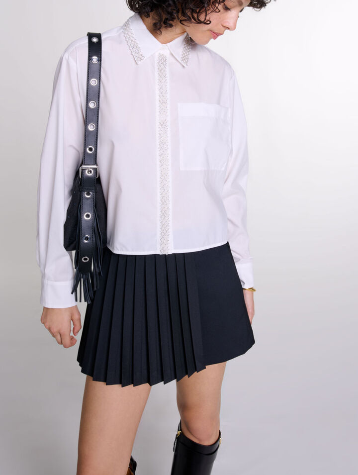 Camicia corta decorata con perline