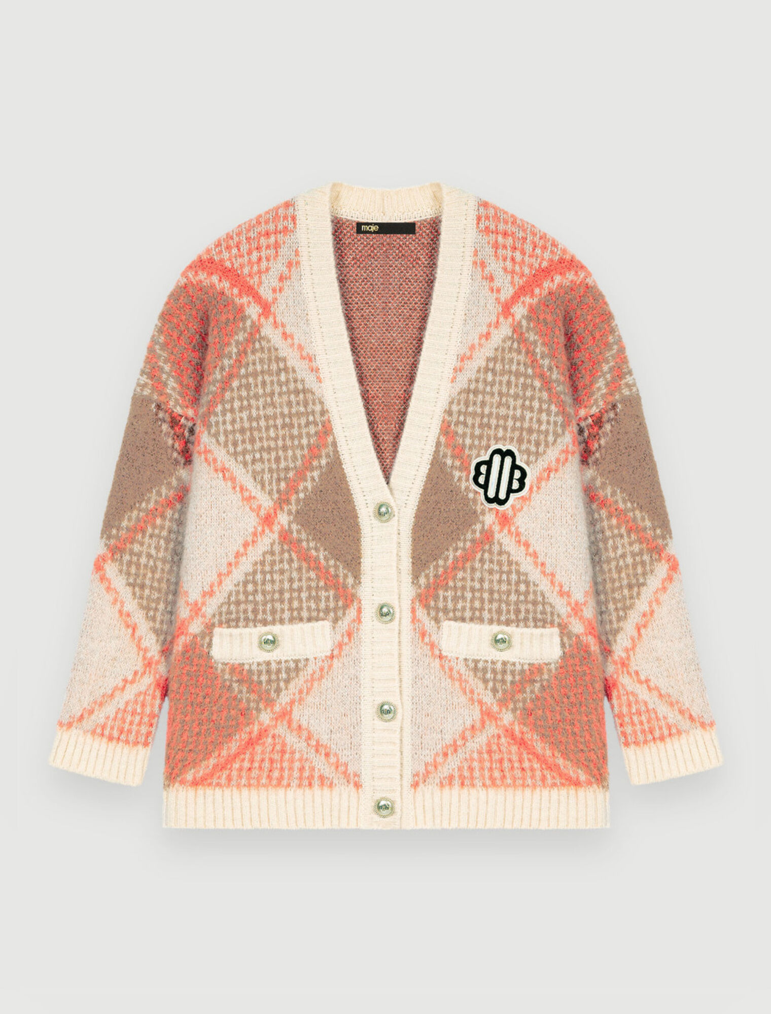 Cardigan jacquard a rombi vaporosi
