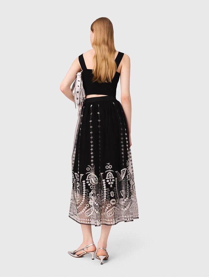 Gonna lunga in tulle ricamato