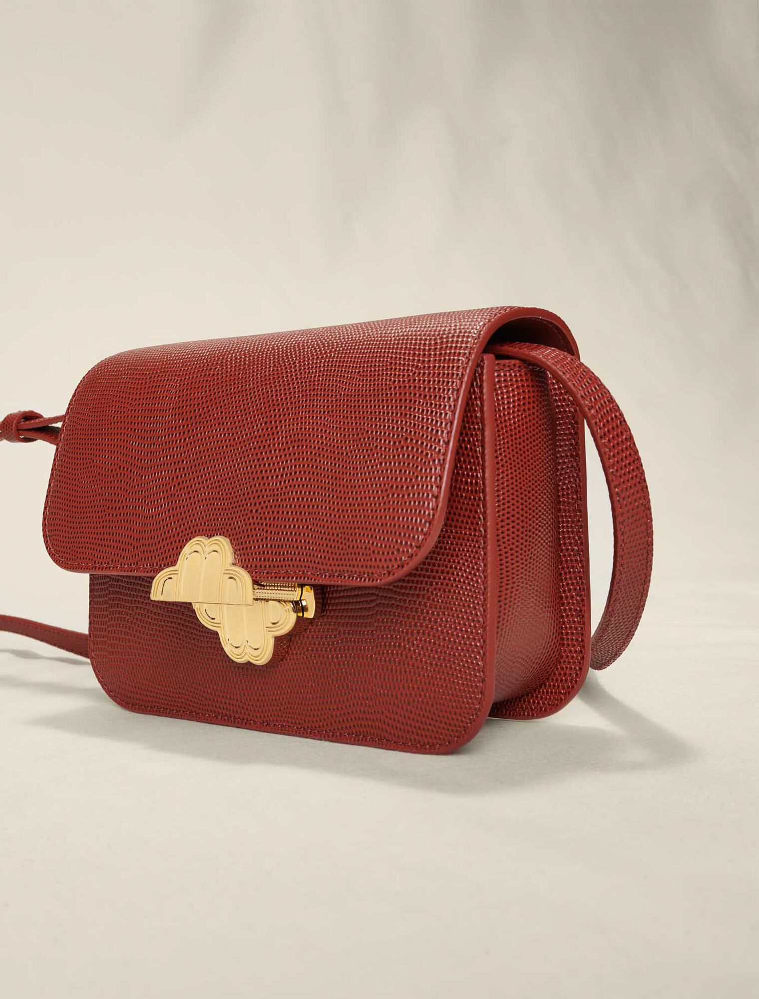 Borsa Clover in pelle effetto lucertola