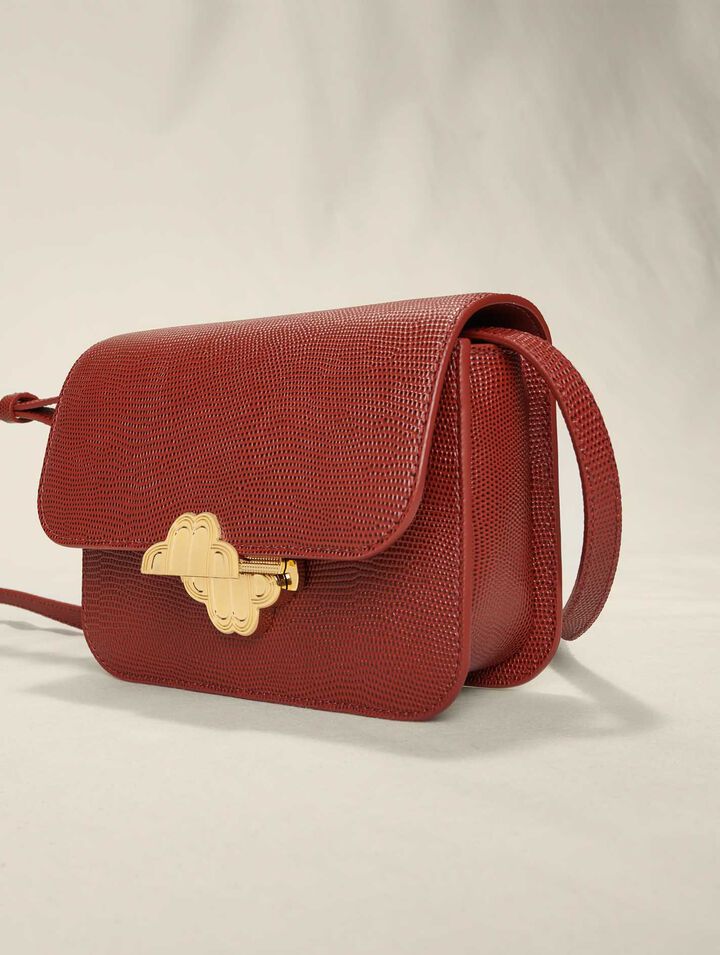 Borsa Clover in pelle effetto lucertola