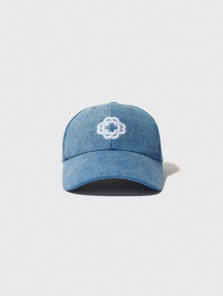 Cappello in denim con logo Clover