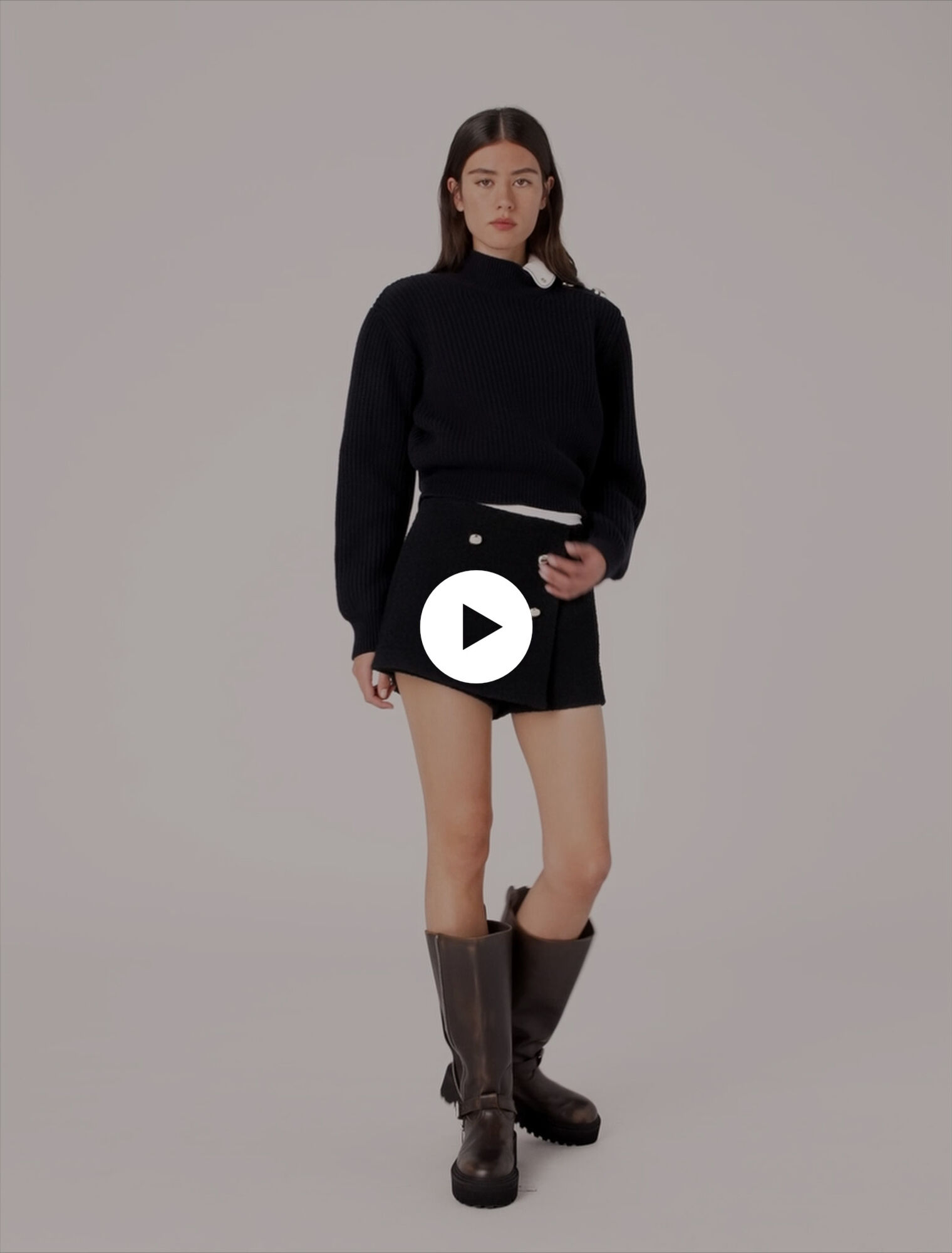 Shorts in tweed e banda a contrasto
