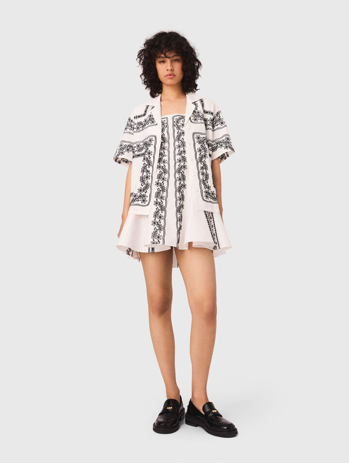 Camicia maniche corte ricamata