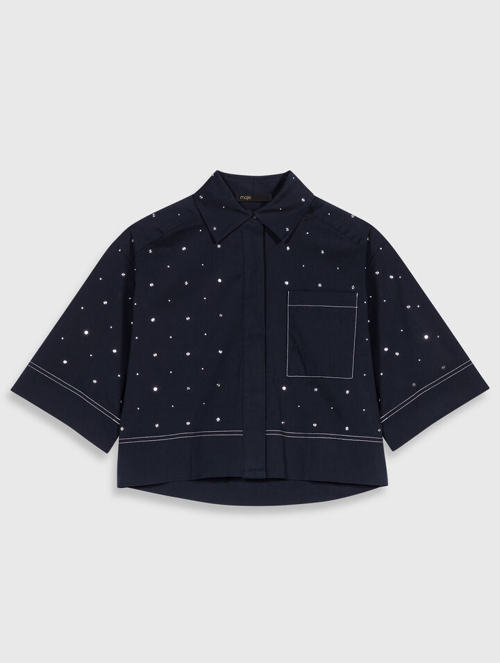 Camicia cropped con borchie