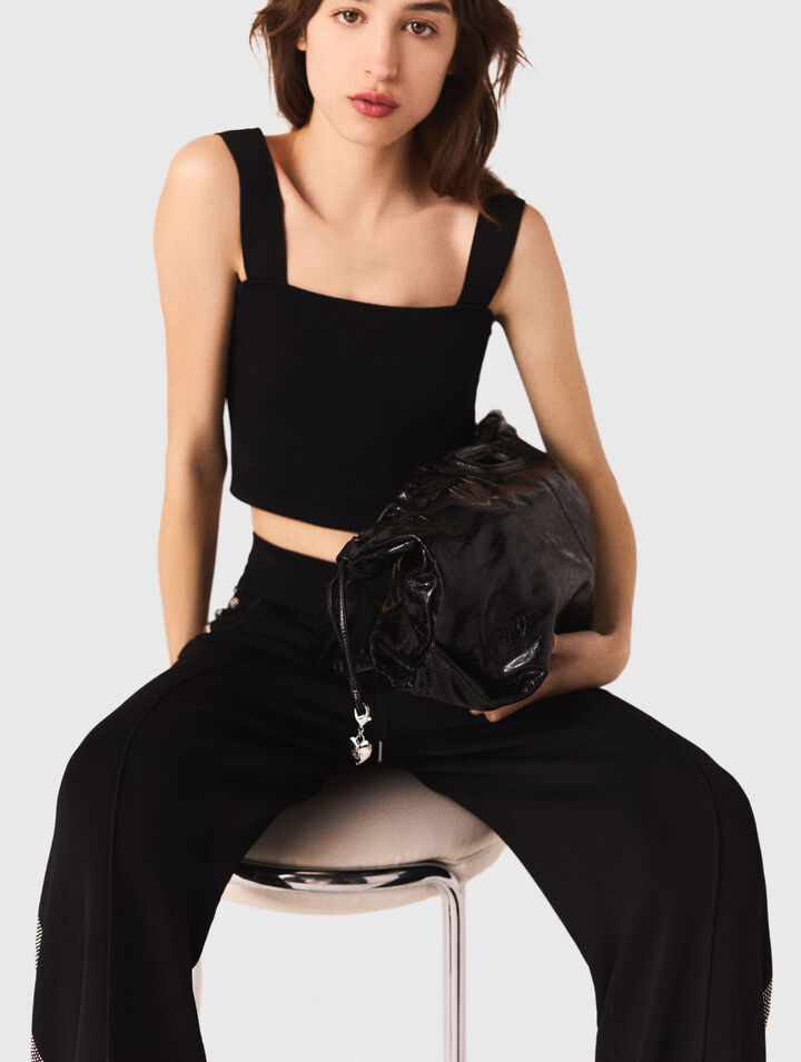 Top crop in maglia con spalline