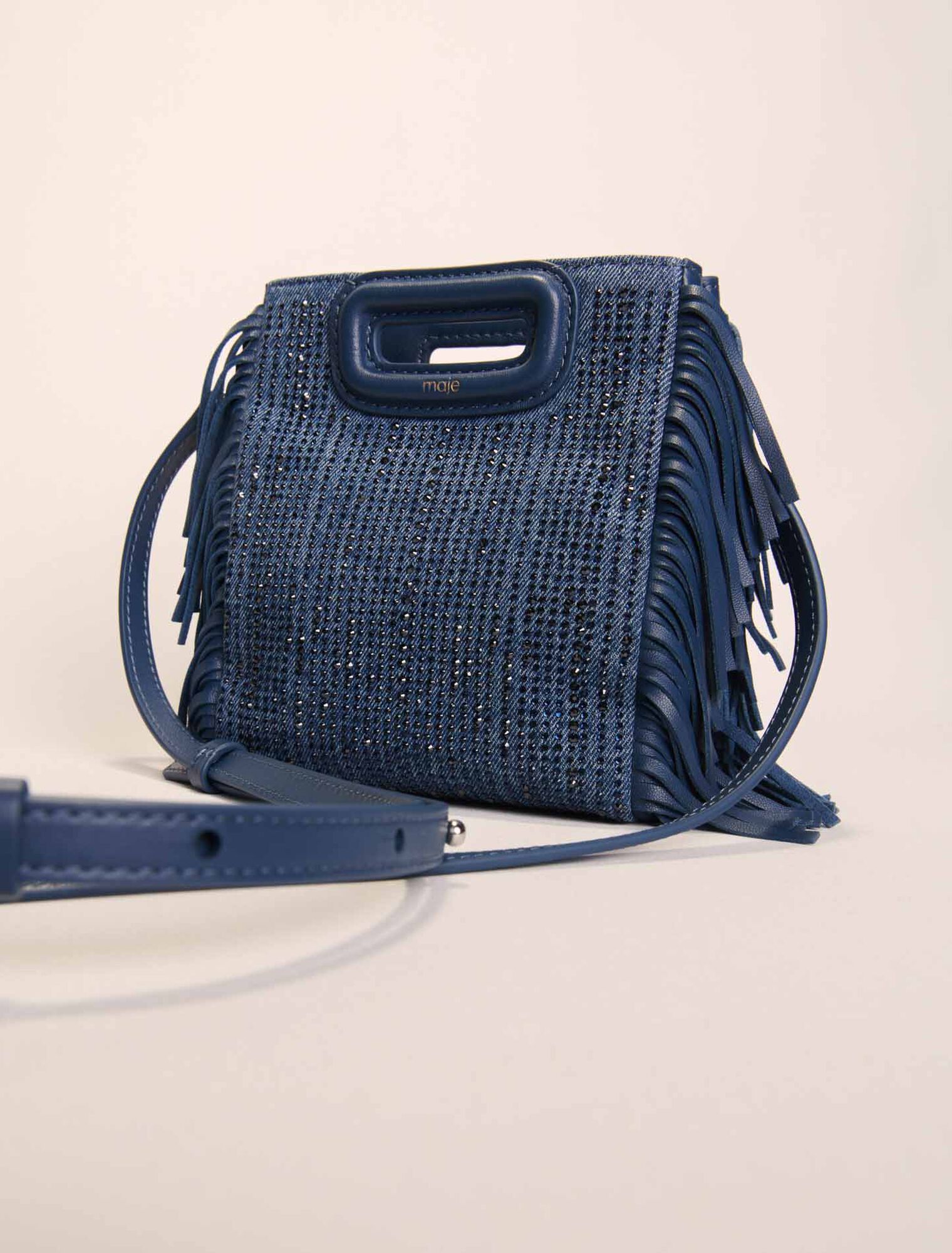 Borsetta M in denim glitterato
