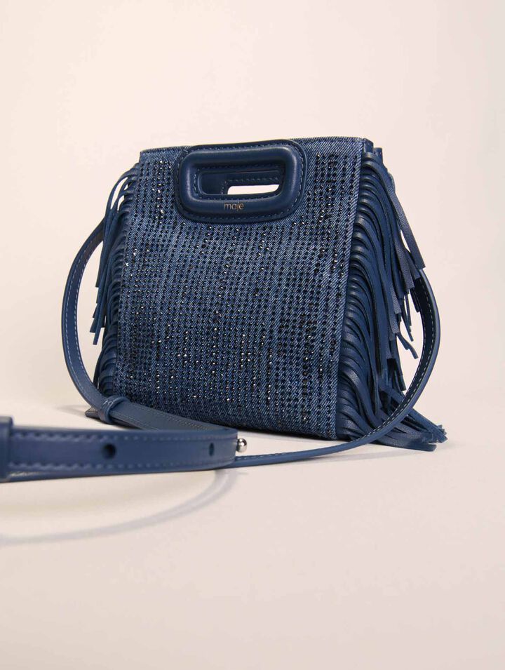 Borsetta M in denim glitterato