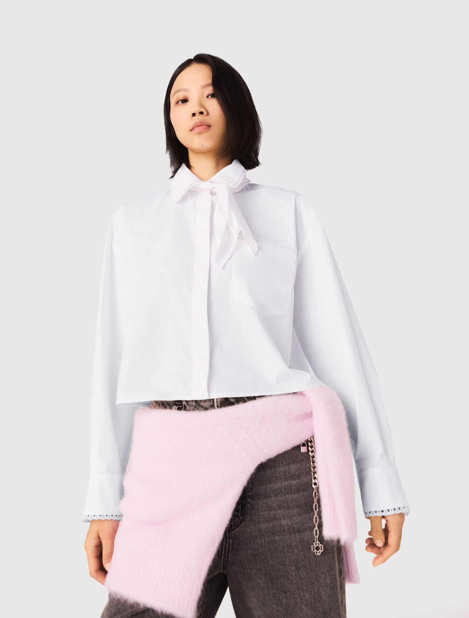 Camicia con colletto in crochet