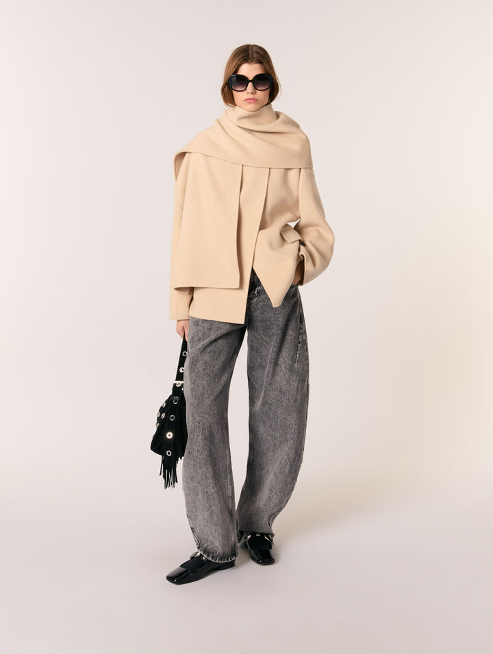 Cappotto double face con sciarpa