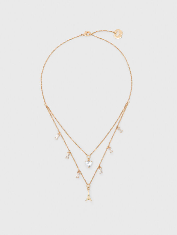 Collana doppia con charm strass