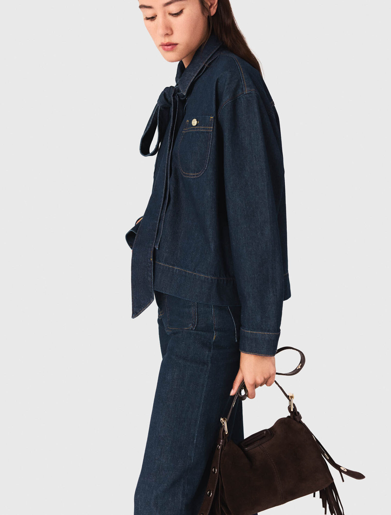 Camicia in denim con lavallière