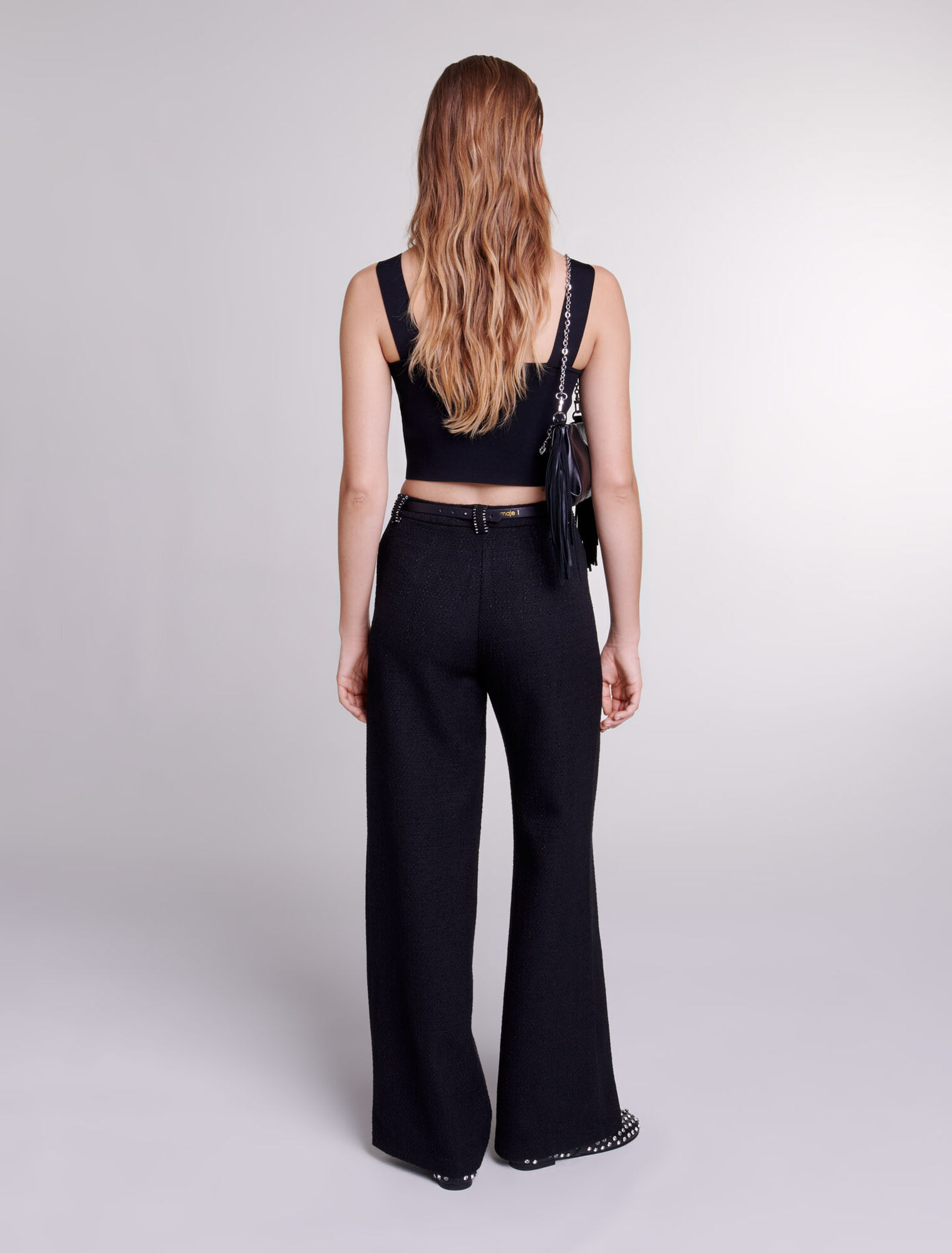Pantaloni larghi in tweed