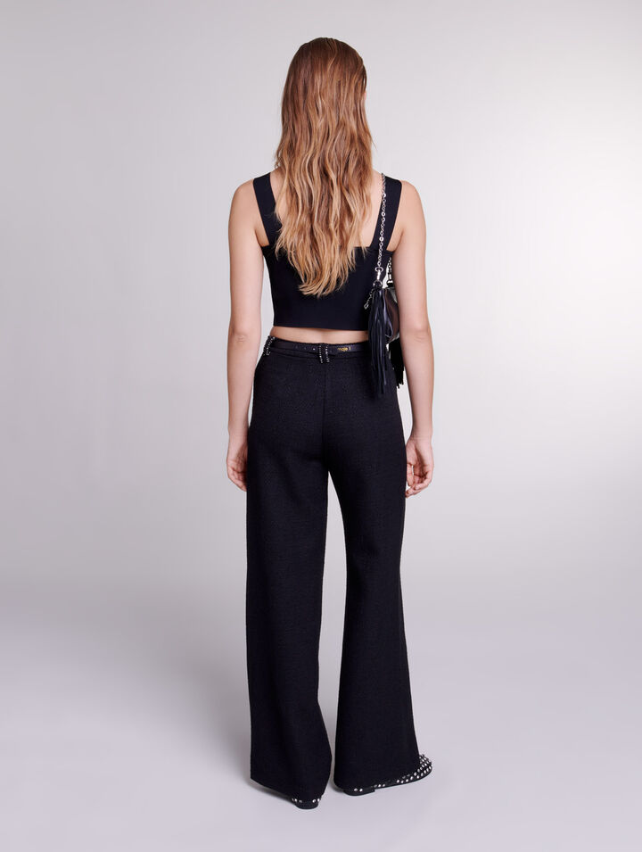 Pantaloni larghi in tweed