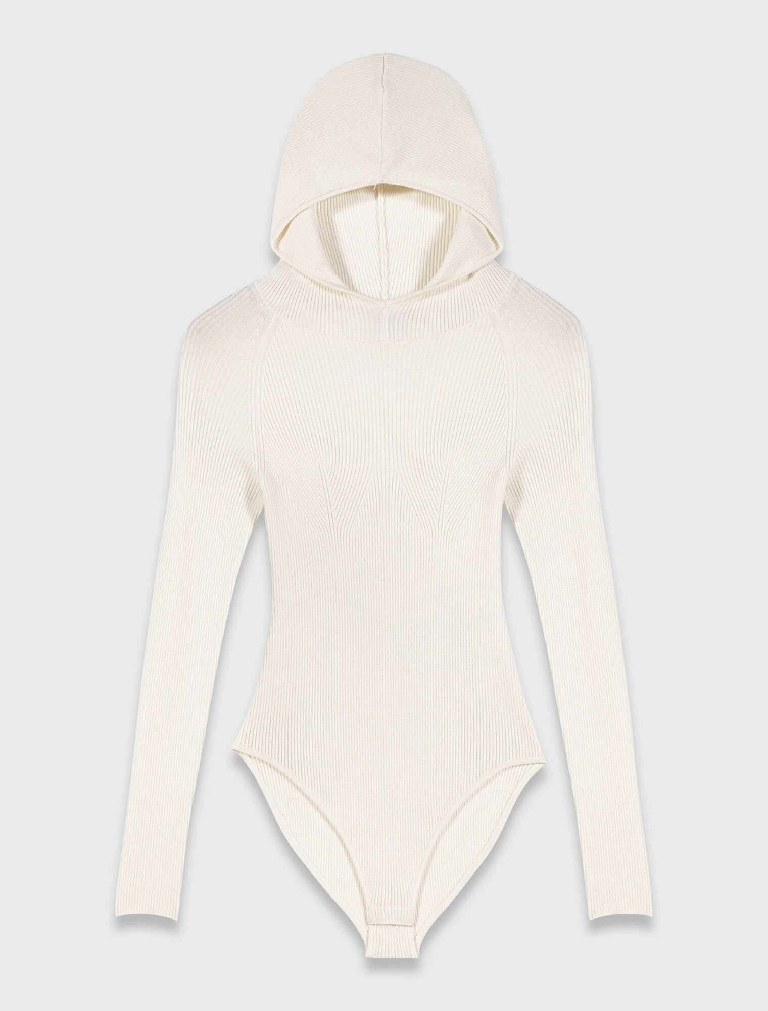 Body in maglia a coste con cappuccio
