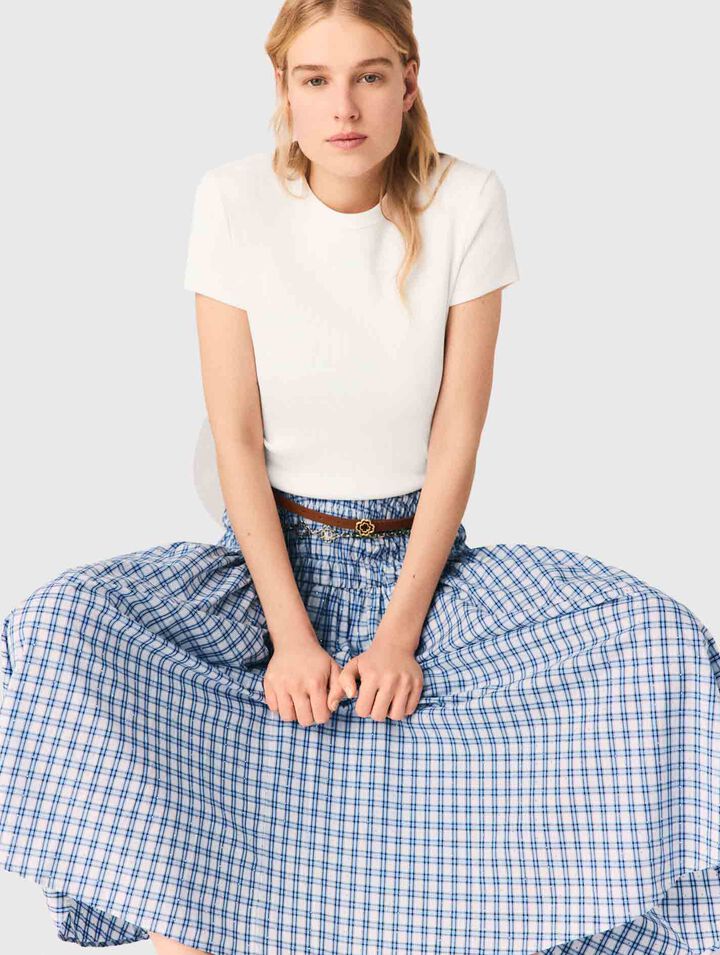 Gonna lunga in cotone con strass