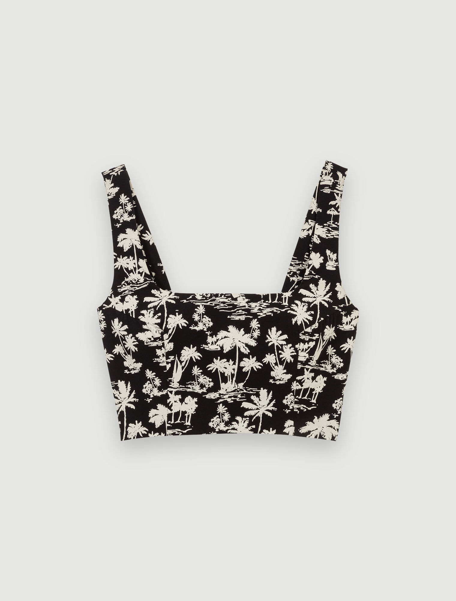 Crop top con stampa palme