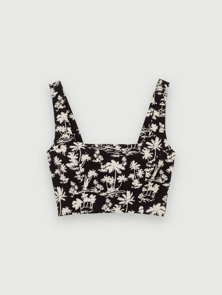 Crop top con stampa palme