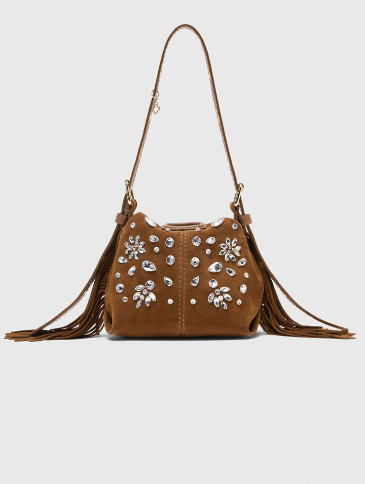 Borsa Miss M in micro suede con strass