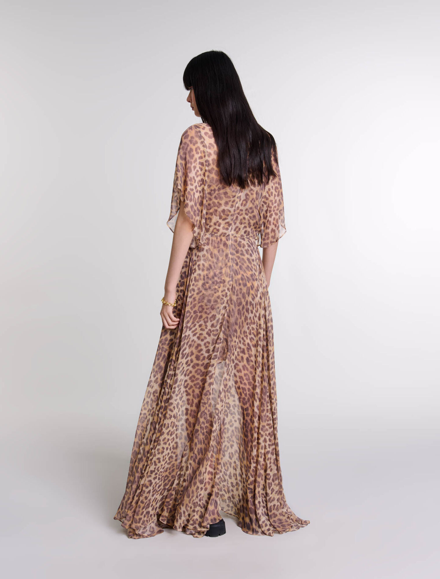 Abito lungo con stampa leopardata