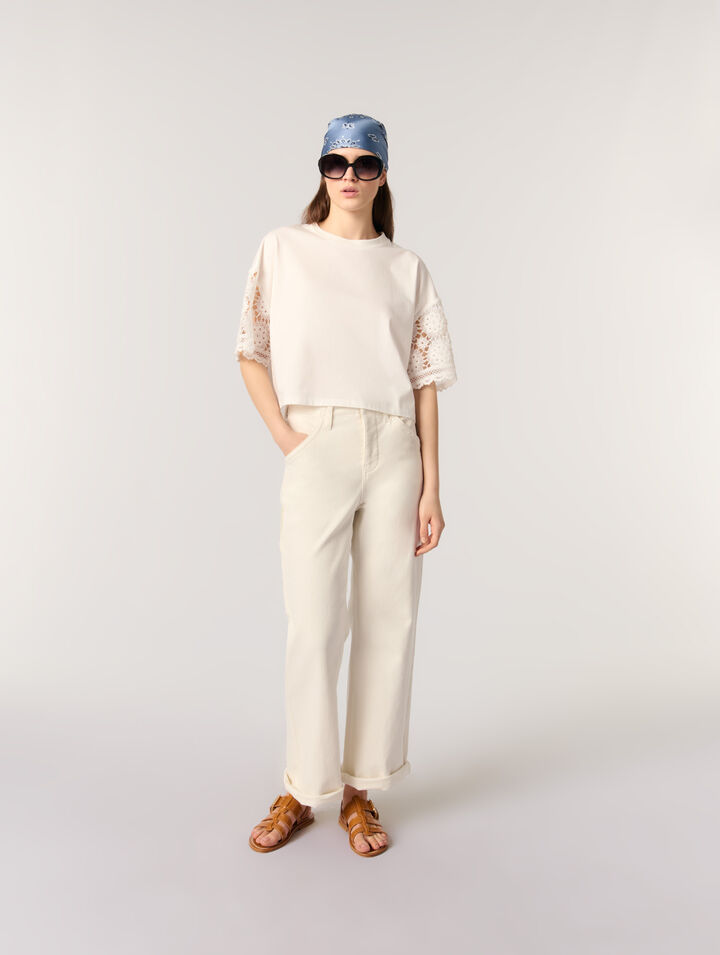 T-shirt con maniche in crochet