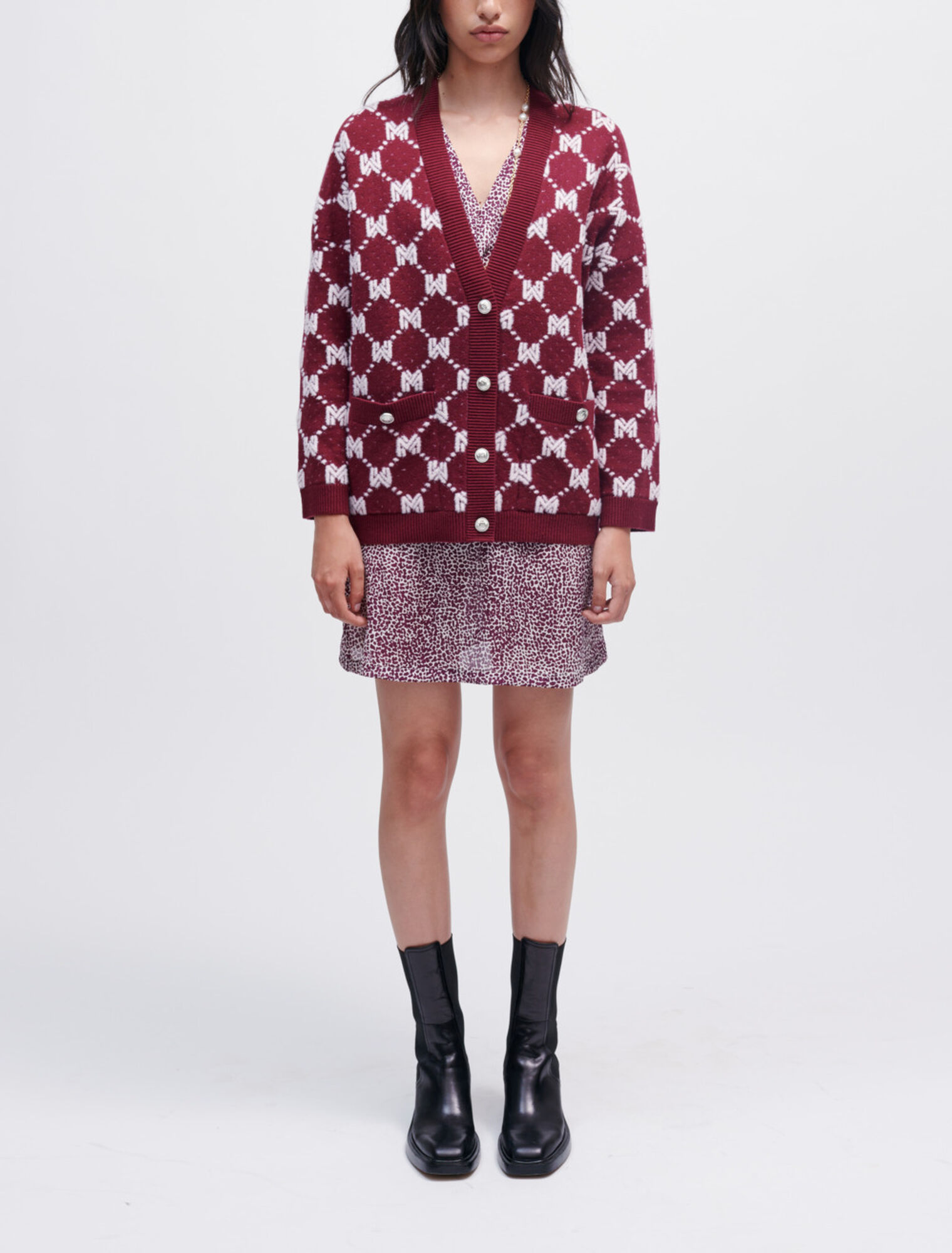 Cardigan in maglia jacquard Maje