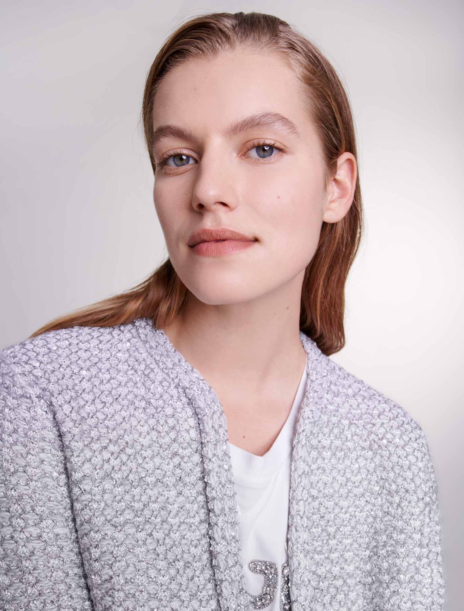 Cardigan in maglia effetto tweed