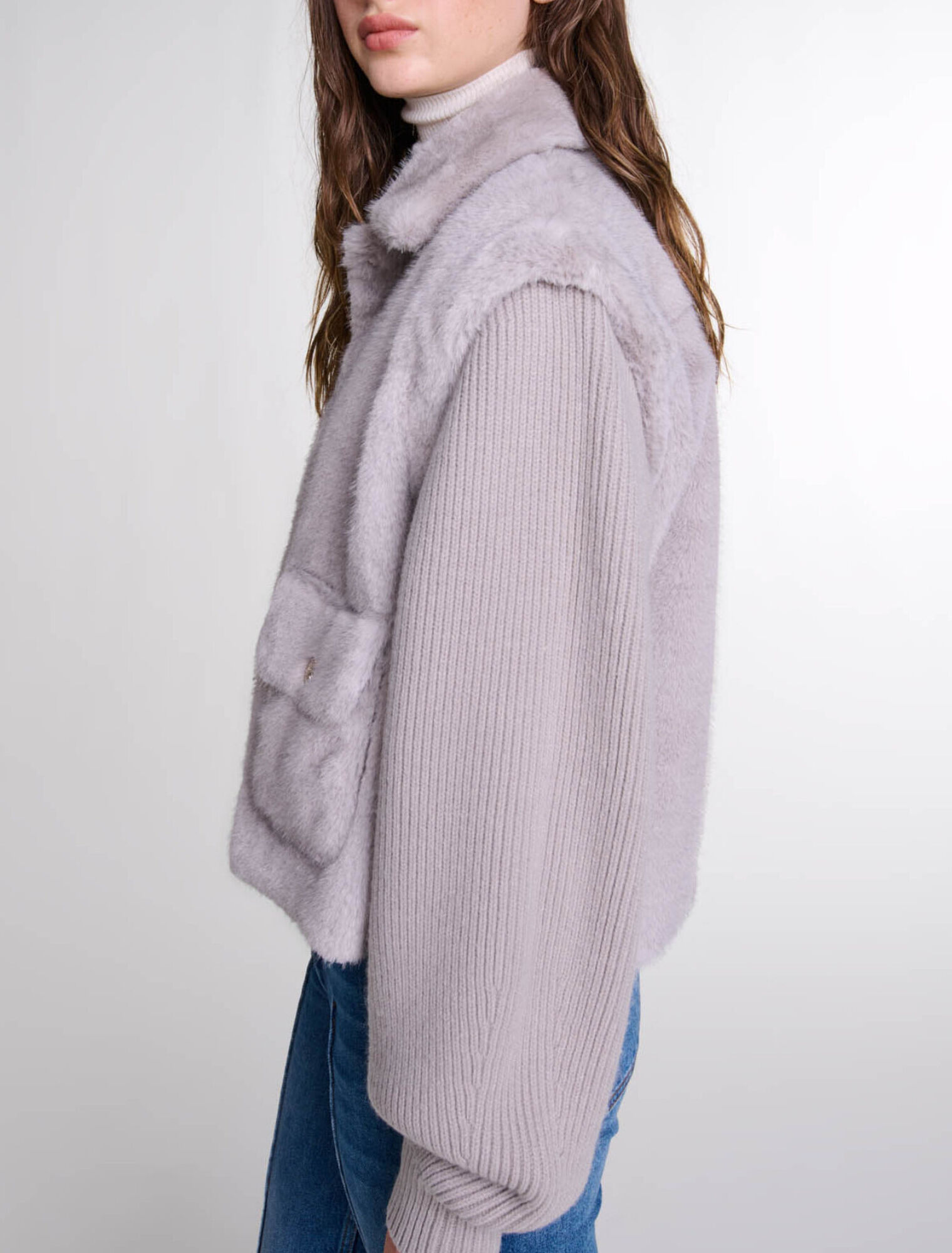 Giacca in ecopelliccia bimateriale