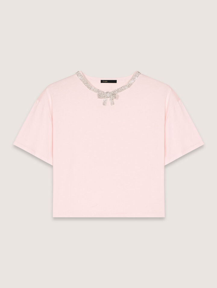 T-shirt corta con scollo gioiello