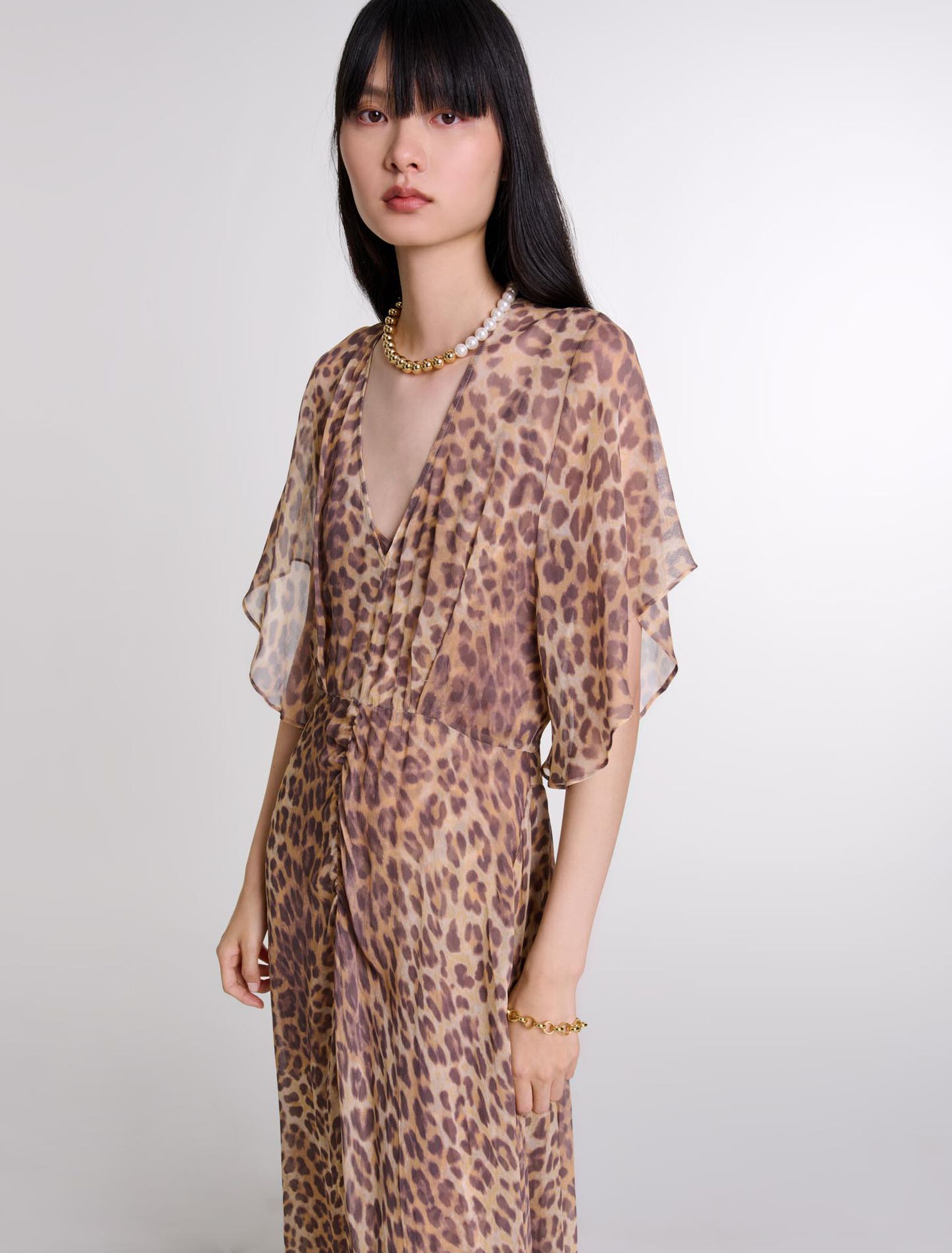 Abito lungo con stampa leopardata
