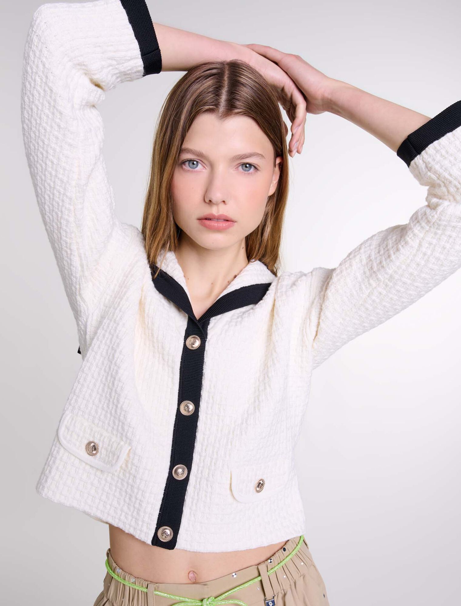 Cardigan con colletto a contrasto