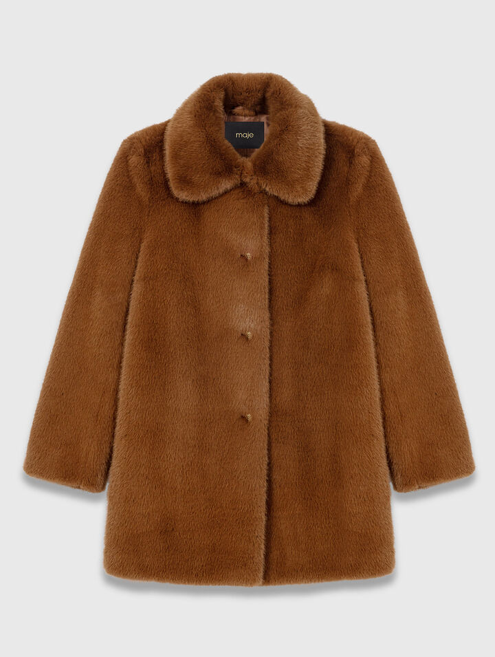 Cappotto midi in ecopelliccia
