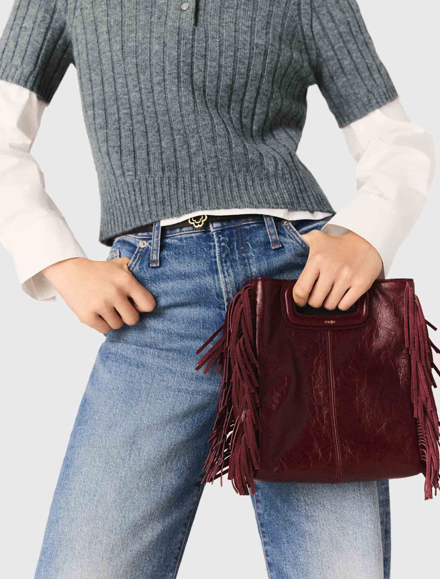 Borsa M in pelle craquel&eacute;