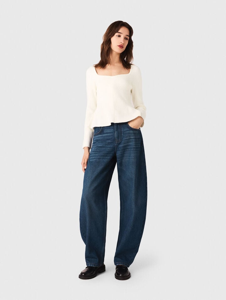 Pullover con vita peplum