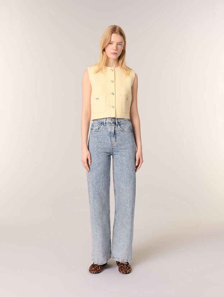 Jeans larghi decorati con strass