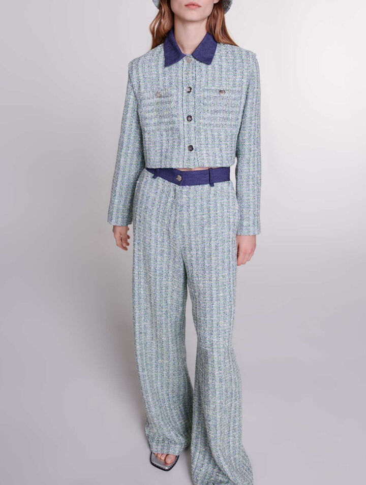 Pantaloni larghi in tweed