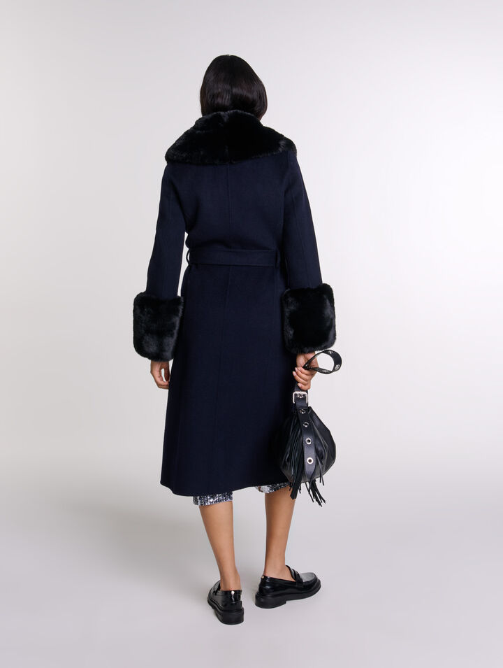 Cappotto double-face con finta pelliccia