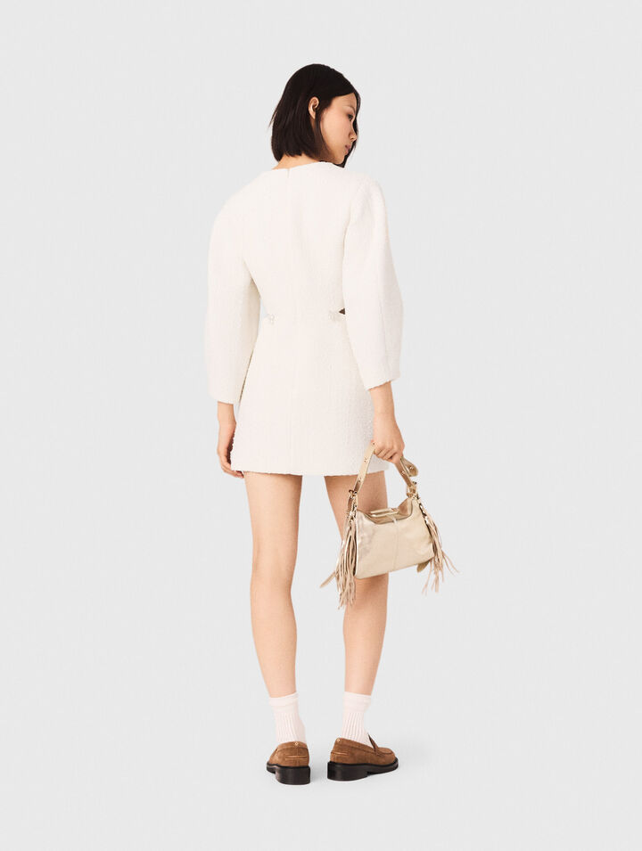 Abito corto tweed maniche a sbuffo