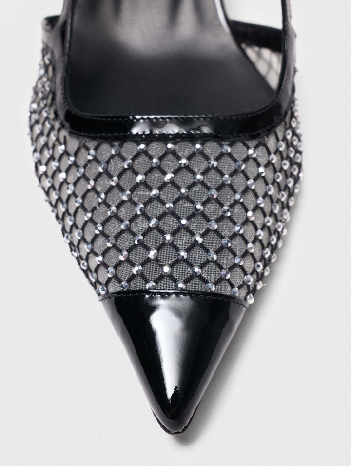 Décolleté in mesh con strass