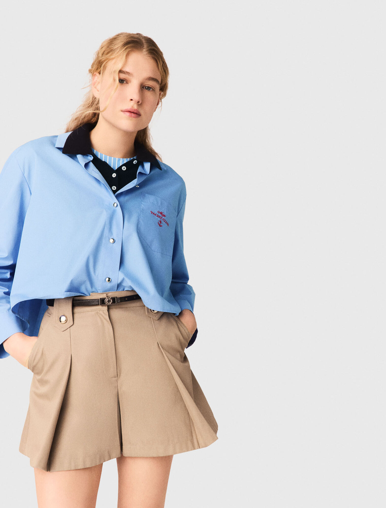 Shorts con pieghe in cotone