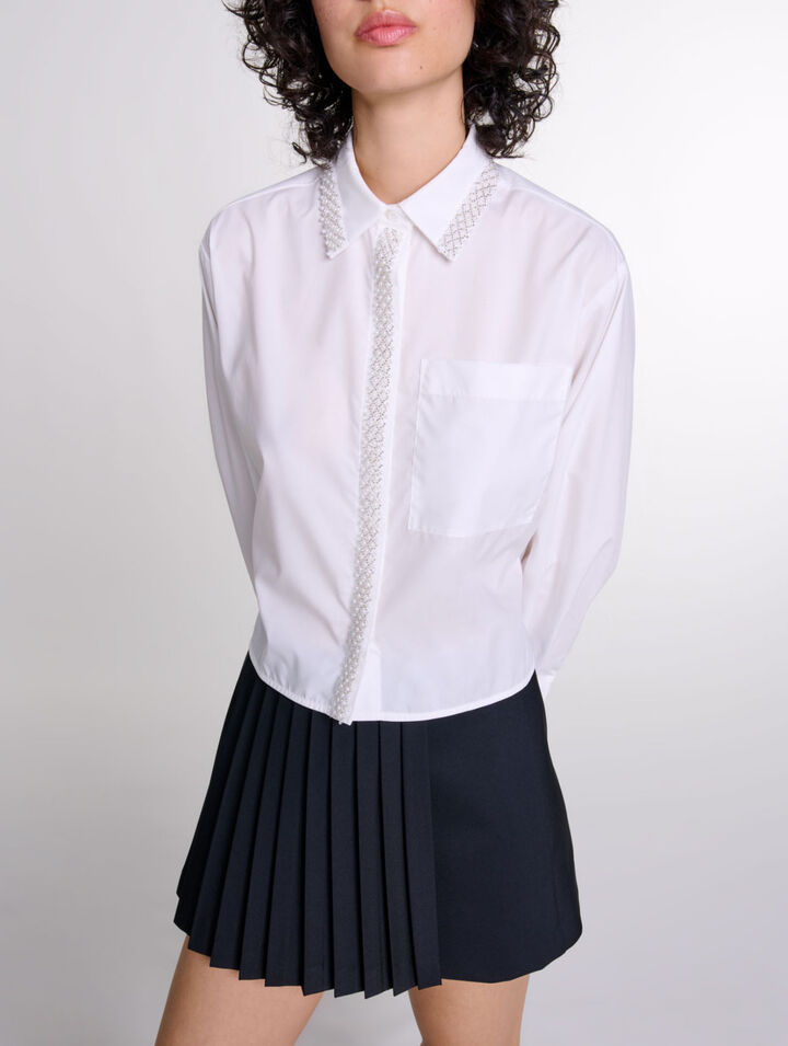Camicia corta decorata con perline