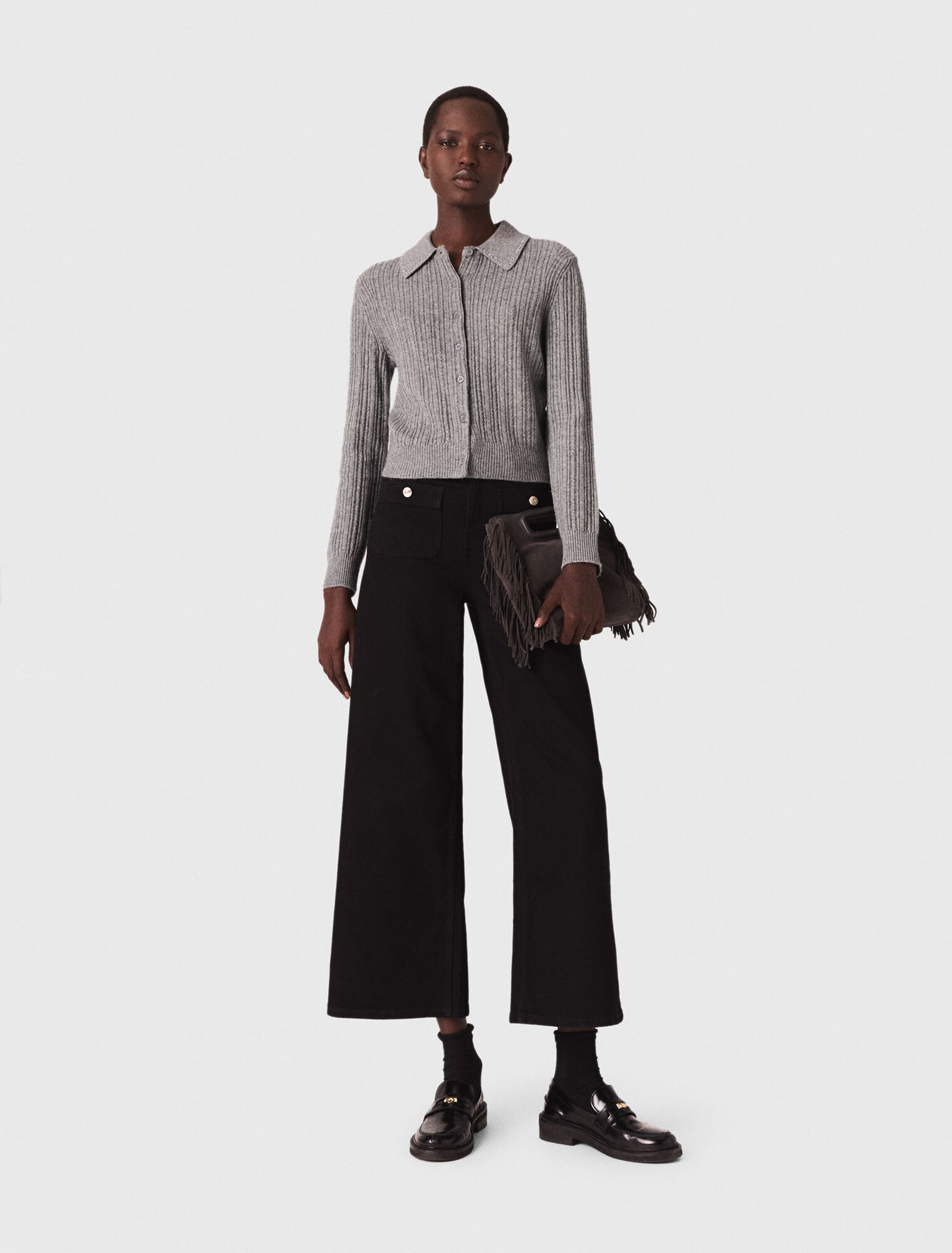 Jeans dritti con tasche applicate