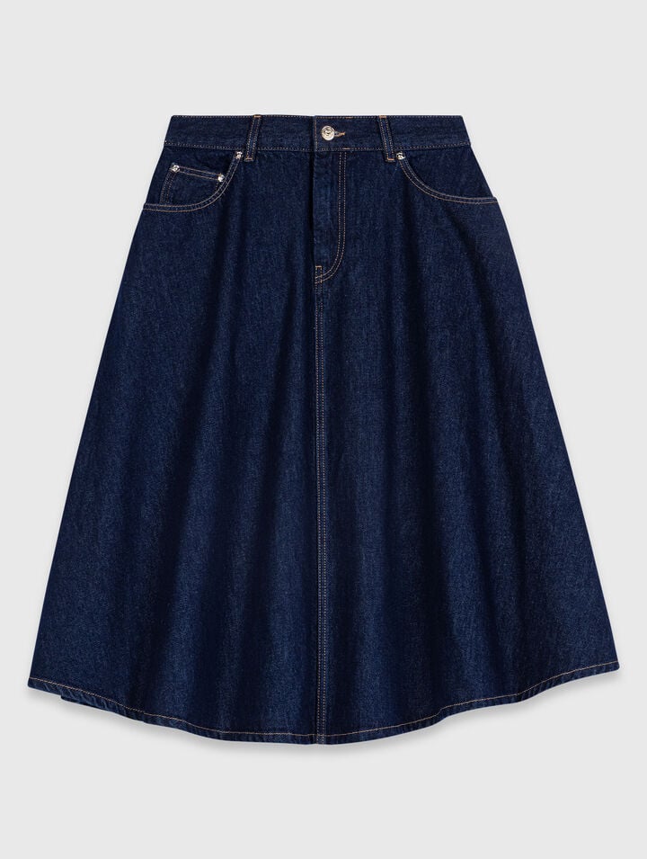 Gonna midi svasata in denim
