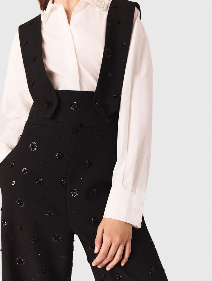 Pantaloni ricamati con bretelle