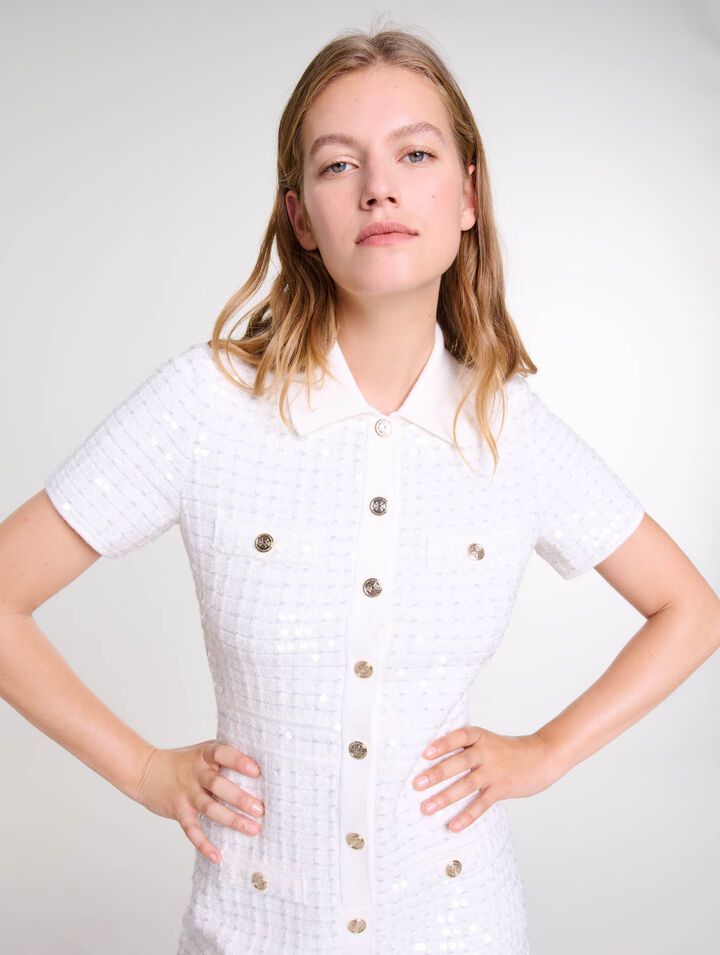 Abito corto in maglia paillettes