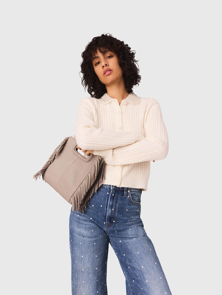 Cardigan con colletto rimovibile