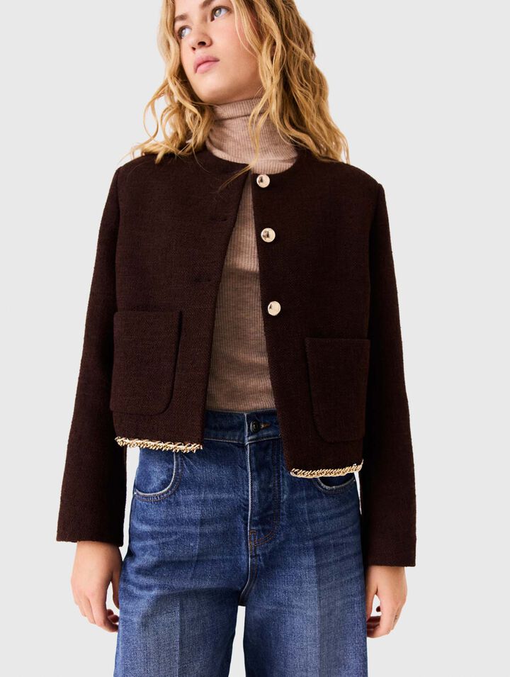 Giacca in tweed con profilo catena