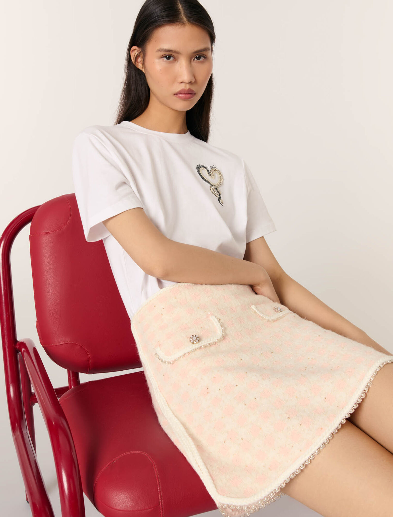 Gonna corta in maglia effetto tweed