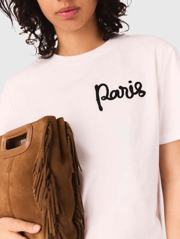 T-shirt con logo Paris ricamato